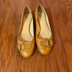 ANTONIO MELANI Tan Leather Flats with Buckle Detail